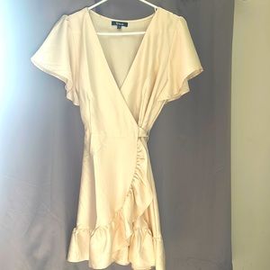 Francesca’s Trixi Cream color wrap dress, only worn for a quick engagement photo